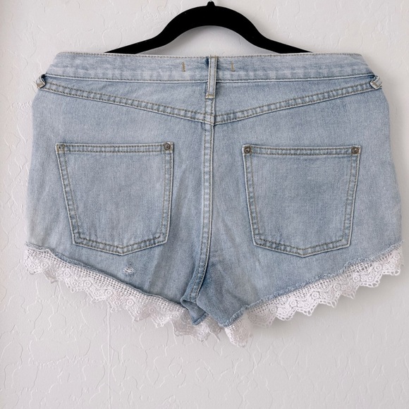 Free People Lacey Lace Trim Denim Shorts - Picture 6 of 12